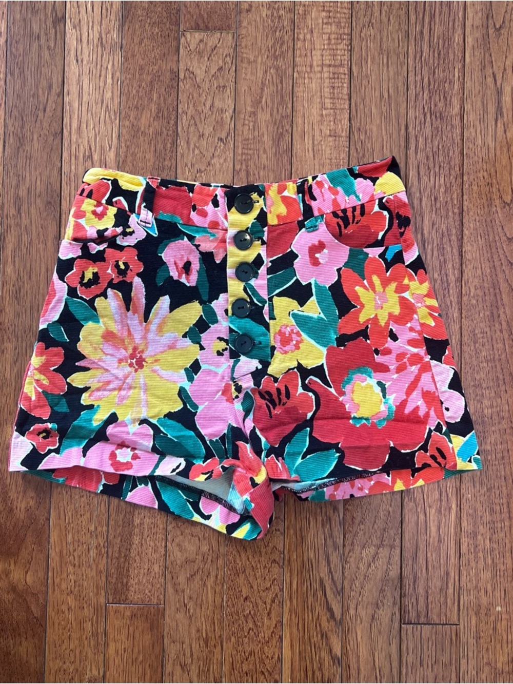 ZARA TRF Collection High Waisted Floral Button Fly Shorts Women's Size XS